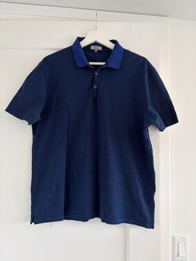 Lanvin Men’s Navy Blue V-Neck Polo Shirt Size XXL